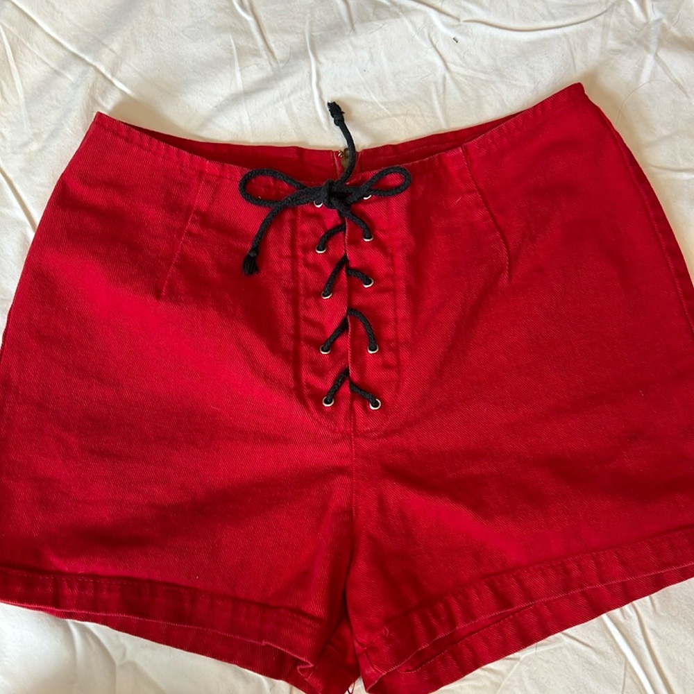 Vintage Contemporary Casuals Nada Nuff Red Lace-Up Shorts